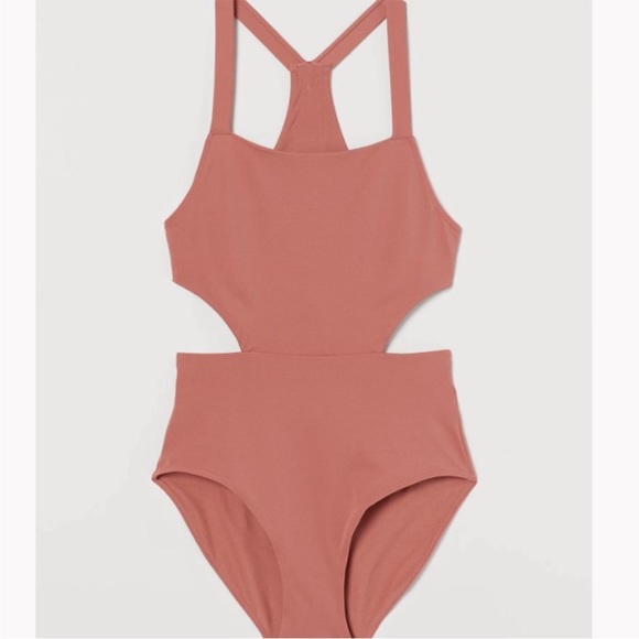 H&M Sport Cut Out Dusty Rose Body Suit - Picture 1 of 7